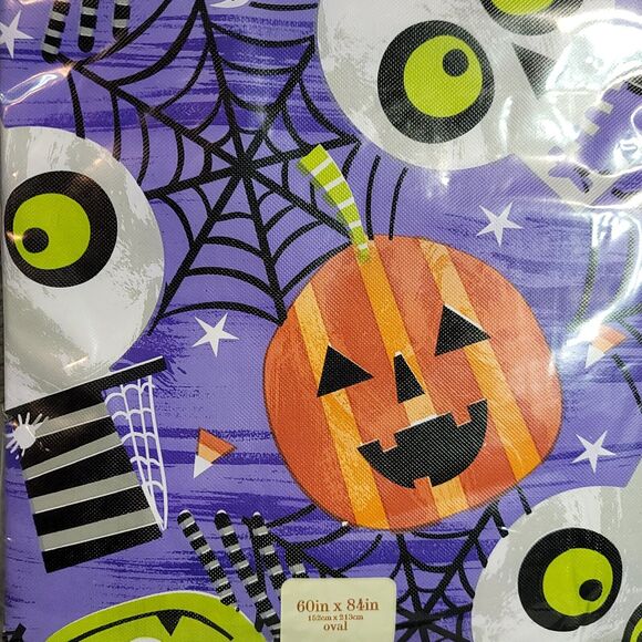 Halloween Party Decor 10 Piece Hanging Witch Hats Oval 60x84 Table Cloth - Picture 5 of 7